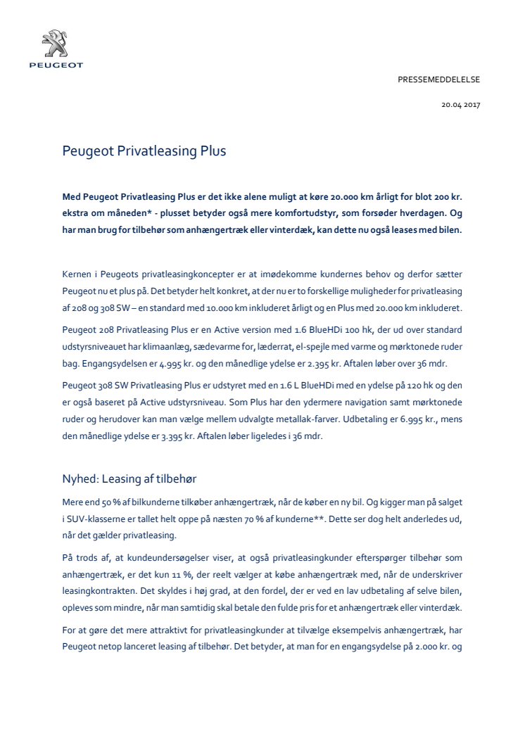 Peugeot Privatleasing Plus
