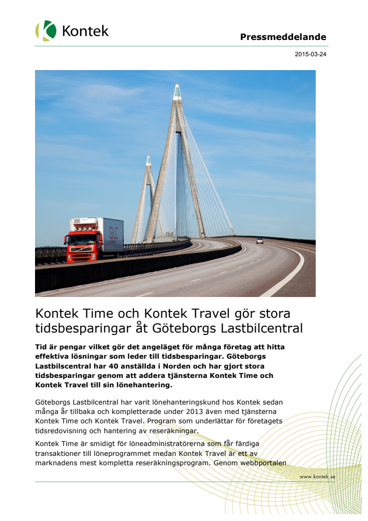 Kontek Time och Kontek Travel gör stora tidsbesparingar åt Göteborgs Lastbilcentral 