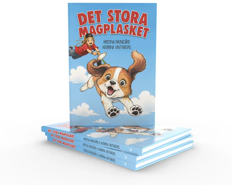 En 3D-bild av boken stående på en liten trave med böcker, mot vit bakgrund