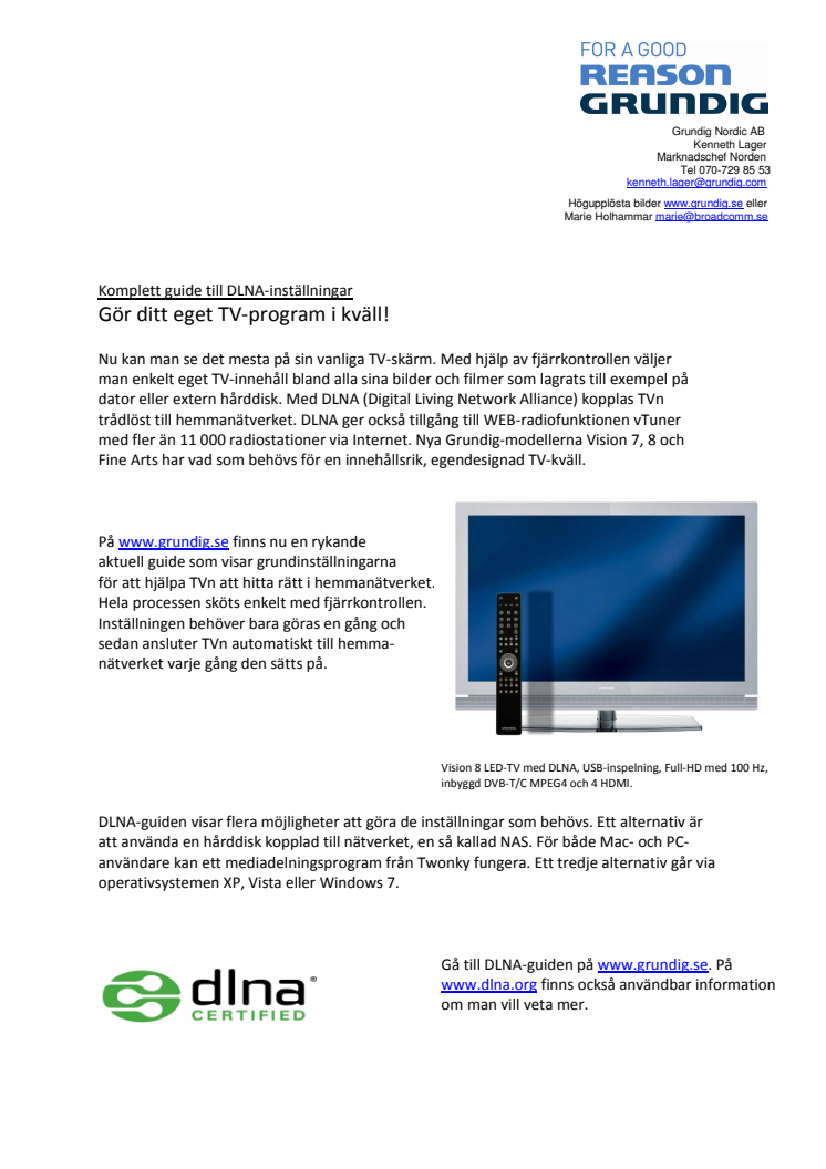 Komplett guide till DLNA-inställningar; Gör ditt eget TV-program i kväll!