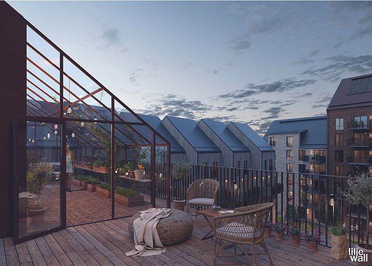 Takterrass med växthus