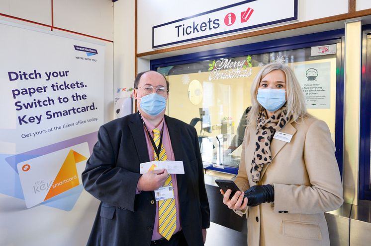 GTR's Rebecca Croft-Griggs and Cllr Paul Clark at Hitchin today