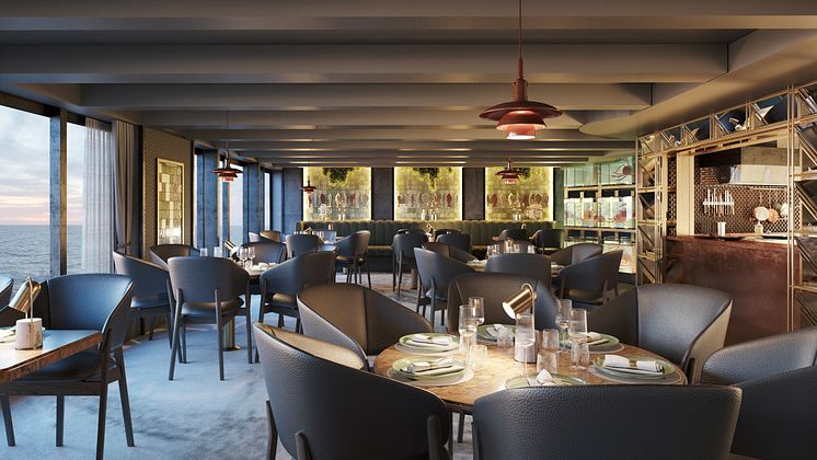 A la carte restaurant, MS Trollfjord - Rendering Hurtigruten Norway