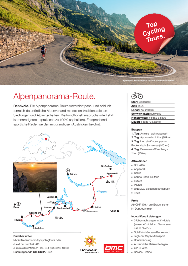 Fact Sheet Top Cycling Tour Alpenpanorama-Route