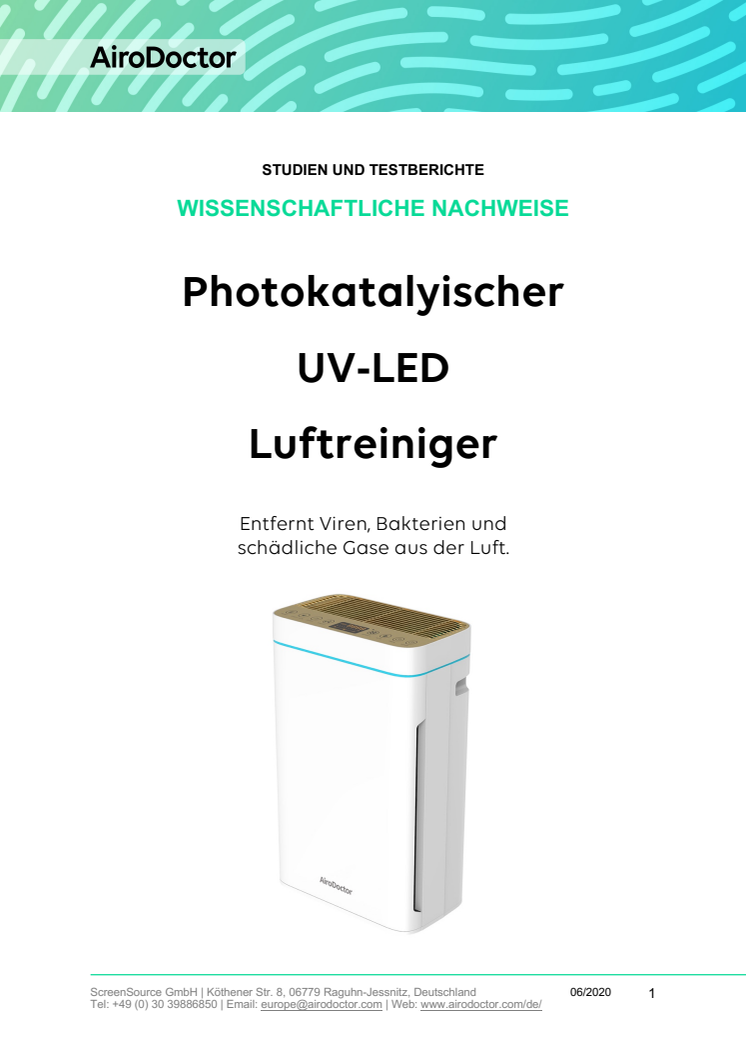 AiroDoctor® Wissenschaftliche Nachweise zum photokatalytischen HEPA Luftfilter