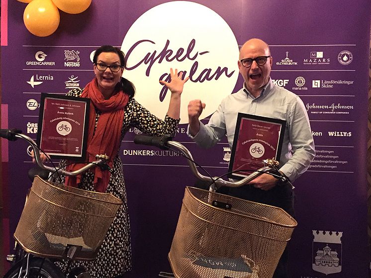 McNeil AB/Johnson & Johnson fick priset Årets nytänk och Sally Bauerskolan vann Årets cykelvänligaste arbetsplats