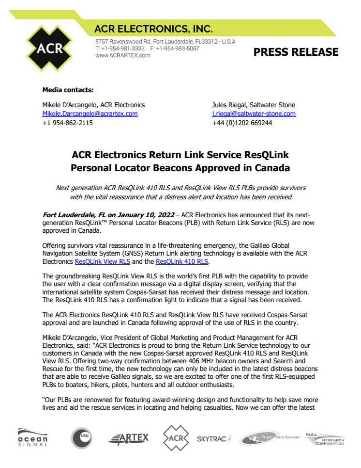 Jan 10th 2022 - ACR RLS ResQLink PLBs Approved in Canada.pdf
