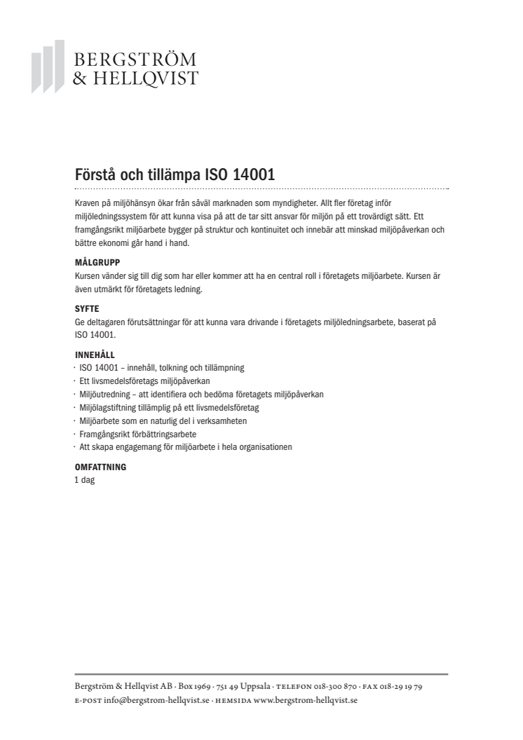 Förstå och tillämpa ISO 14001