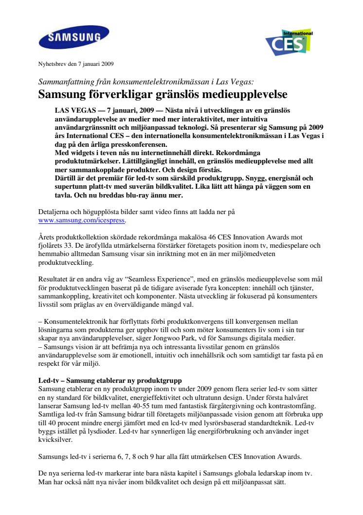 Samsung förverkligar gränslös medieupplevelse