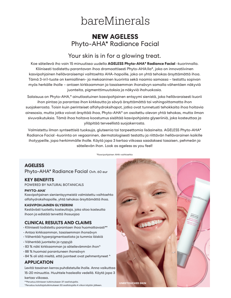bareMinerals AGELESS Phyto-AHA Radiance Facial Global Press Release FI.pdf