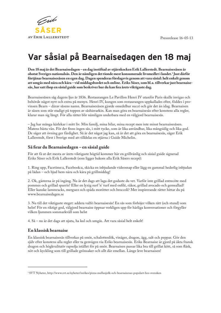 Var såsial på Bearnaisedagen den 18 maj