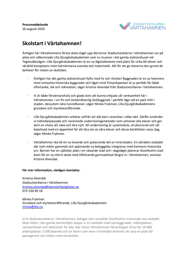 Skolstart i Värtahamnen