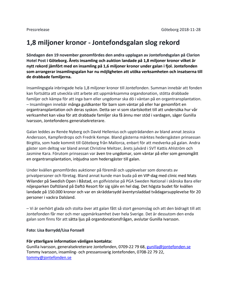 1,8 miljoner kronor - Jontefondsgalan slog rekord