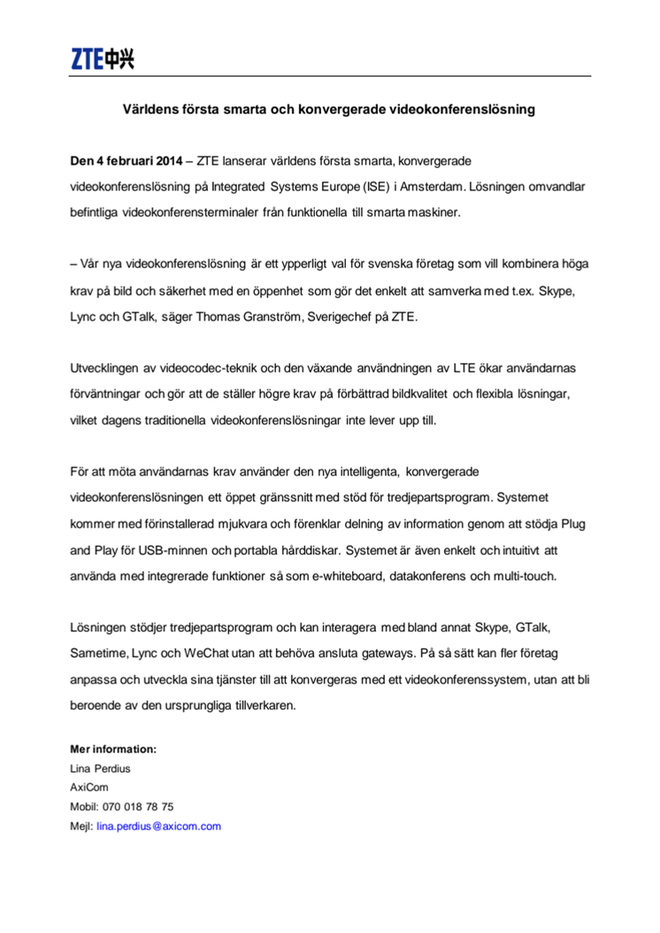 Världens första smarta och konvergerade videokonferenslösning