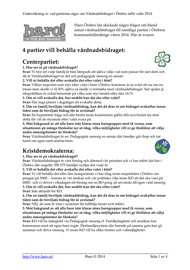 Undersökning klar: Vad vill Örebros partier med vårdnadsbidraget och alternativa omsorgsformer?