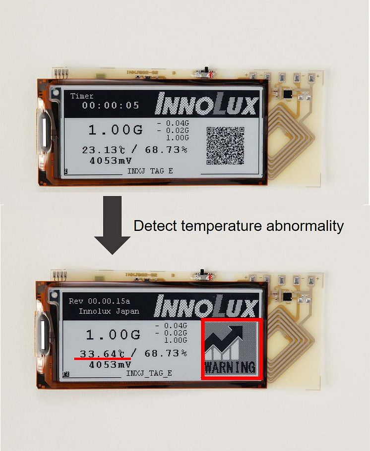 NGK Example of notification on electronic paper display when temperature 