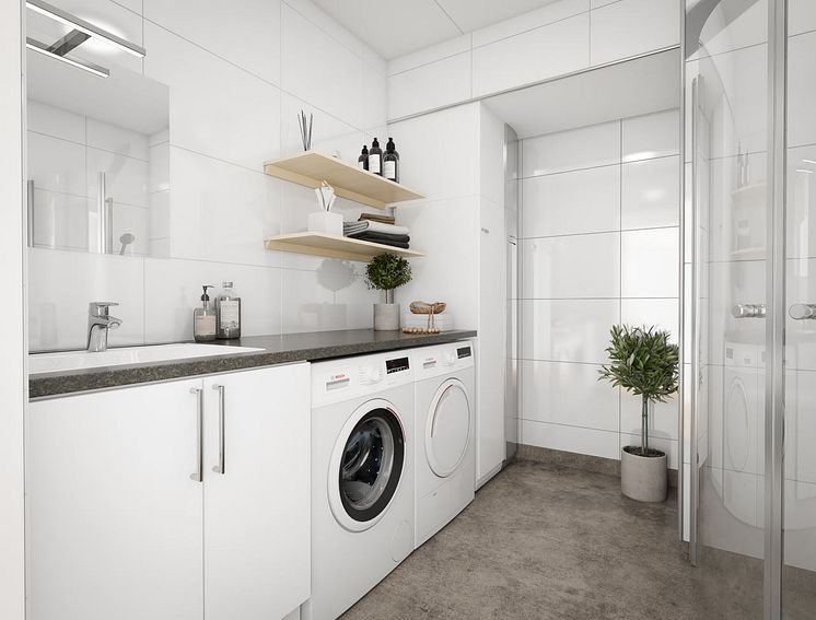 Brf Sundby Äng - 3D-bild av badrum/tvättrum