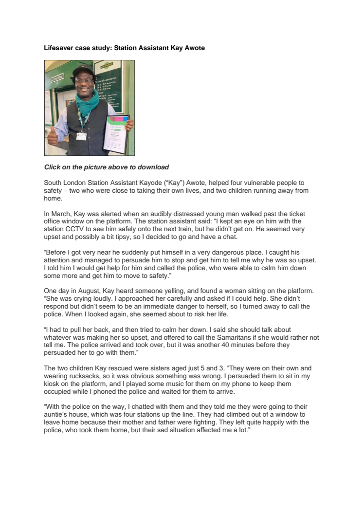 Kay Awote - Lifesaver Award case study