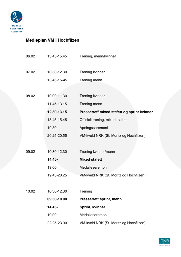 Medieplan - VM i Hochfilzen