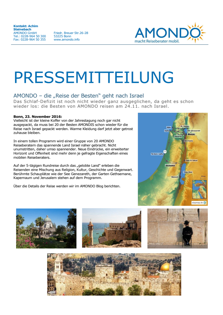 AMONDO – die „Reise der Besten“ geht nach Israel