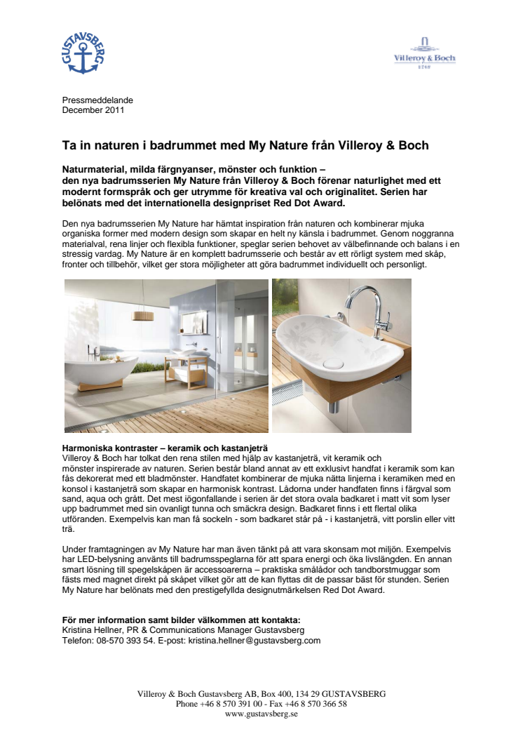 Ta in naturen i badrummet med My Nature från Villeroy & Boch