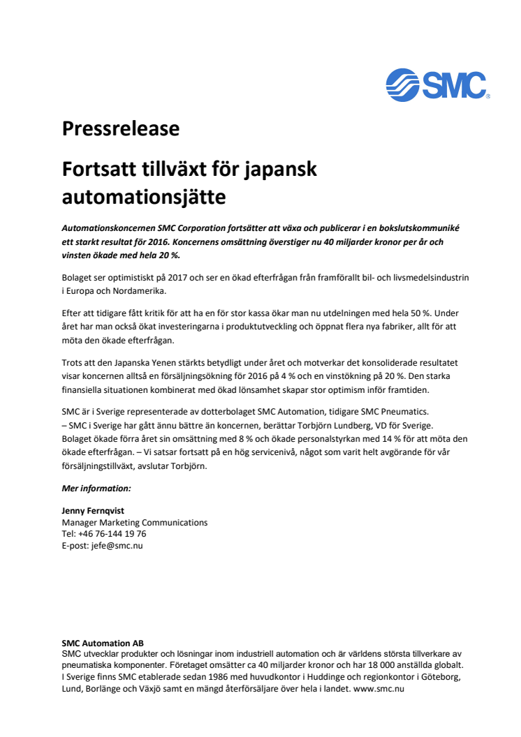 Fortsatt tillväxt för japansk automationsjätte