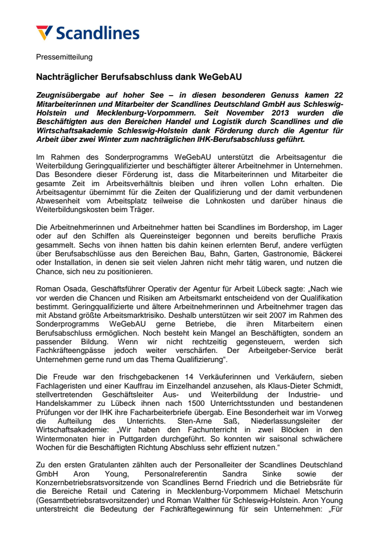 Nachträglicher Berufsabschluss dank WeGebAU