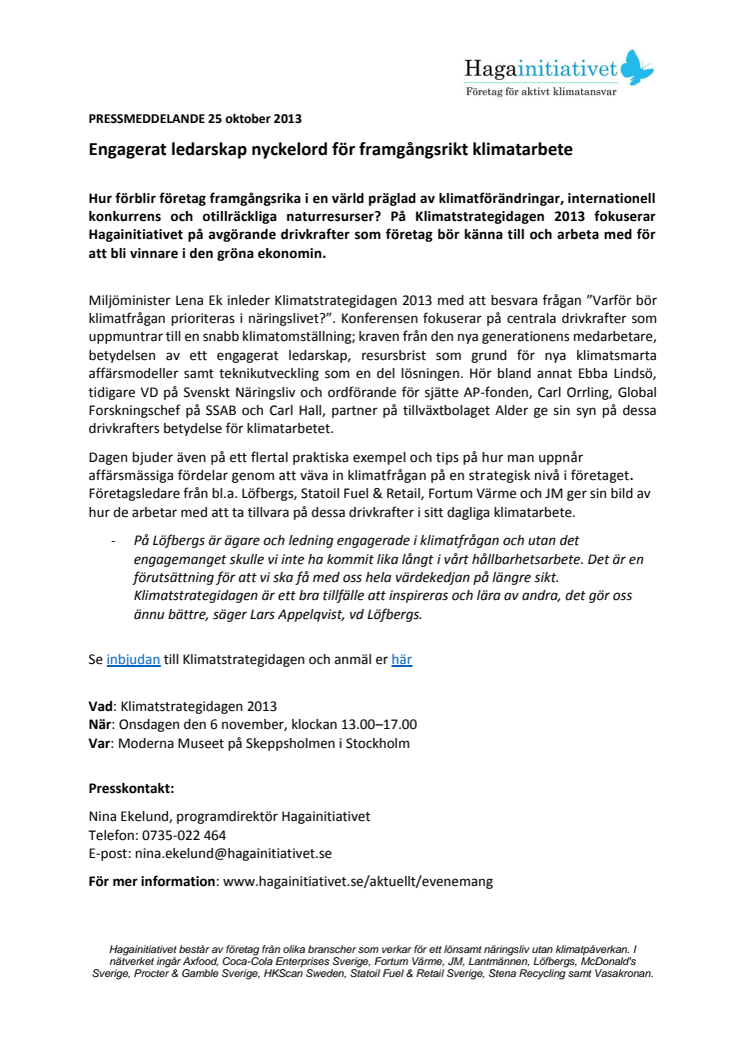 Engagerat ledarskap nyckelord för framgångsrikt klimatarbete