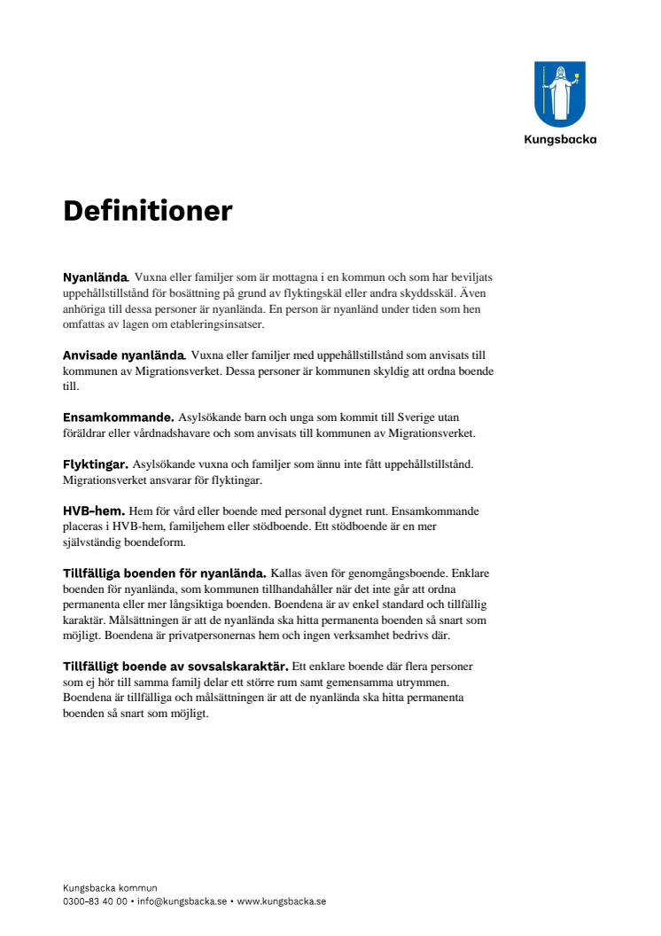 Faktablad: Definitioner