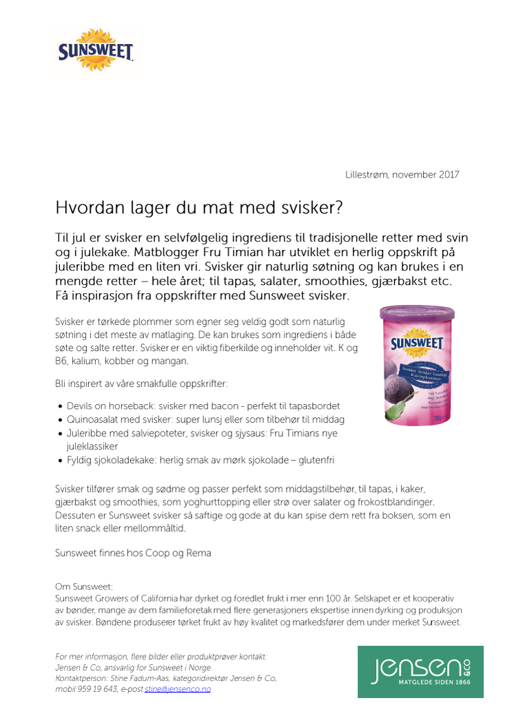Hvordan lager man mat med svisker?