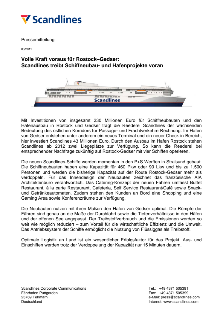 Volle Kraft voraus für Rostock–Gedser: Scandlines treibt Schiffneubau- und Hafenprojekte voran