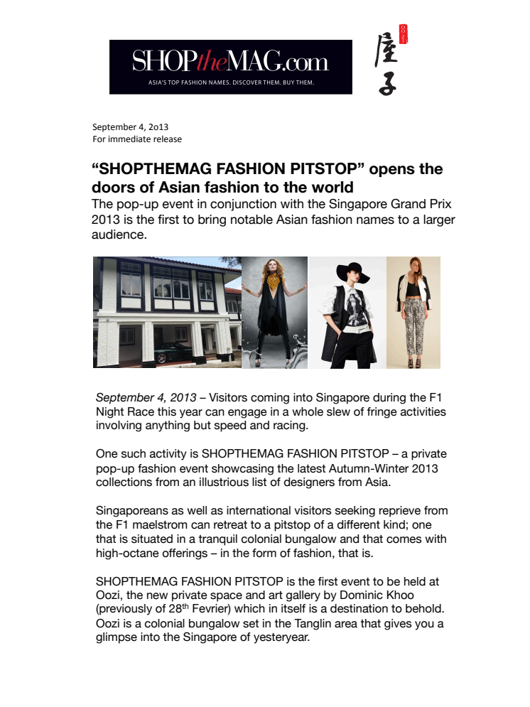 “SHOPTHEMAG FASHION PITSTOP” opens the doors of Asian fashion to the world