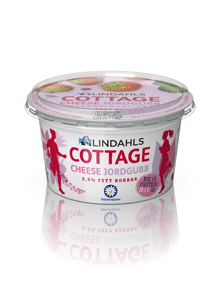 Lindahls Cottage Cheese, Jordgubb, 200g