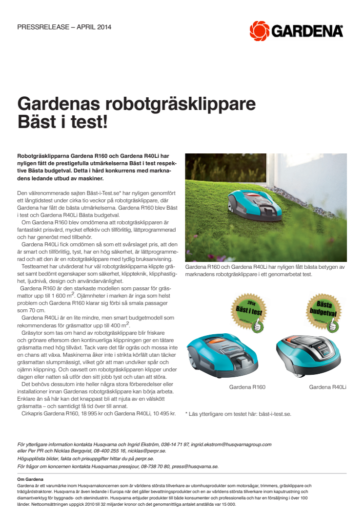 Gardenas robotgräsklippare Bäst i test!