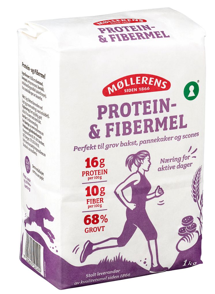 7020655525492_Protein- & Fibermel_1kg_Mollerens_hoyre