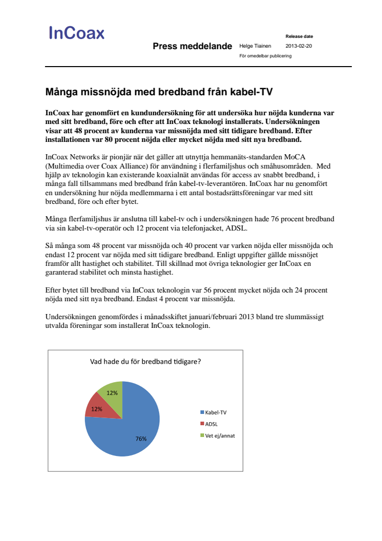 Många missnöjda med bredband från kabel-TV