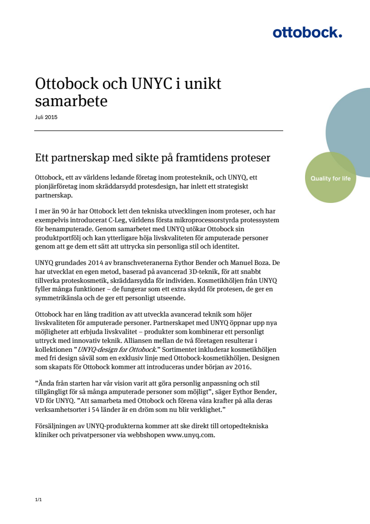 Ottobock och UNYC i unikt samarbete