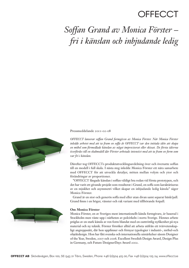 Soffan Grand av Monica Förster - fri i känslan och inbjudande ledig