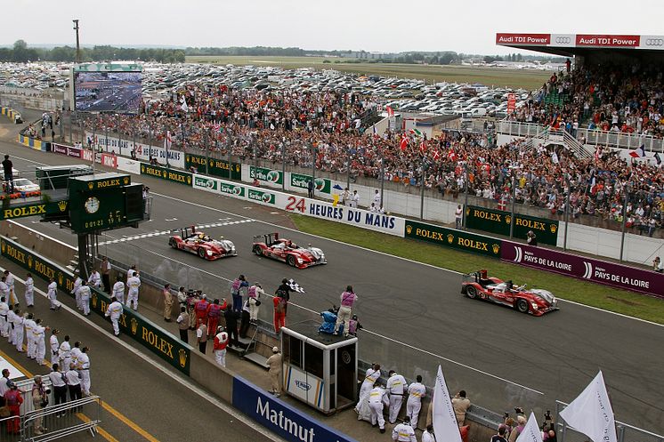 Positions one, two, three and a distance record for the Audi R15 TDI at the 2010 Le Mans 24h