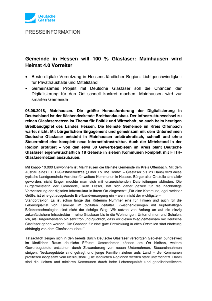 Gemeinde in Hessen will 100 % Glasfaser: Mainhausen wird digitaler Vorreiter