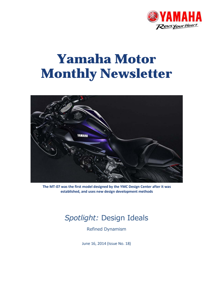 Yamaha Motor Monthly Newsletter No.18 (Jun.2014) Design Ideals