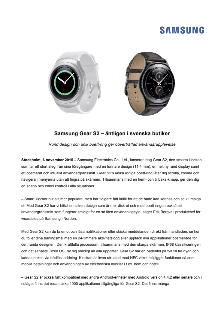 Samsung Gear S2 – äntligen i svenska butiker 