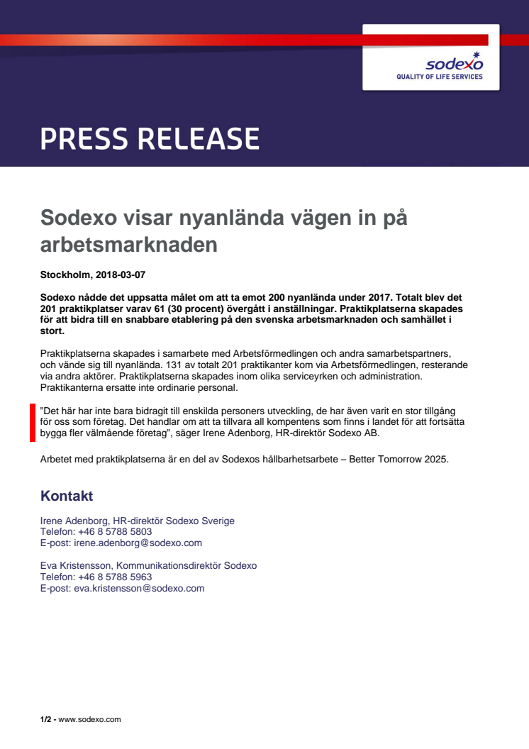 Sodexo visar nyanlända vägen in på arbetsmarknaden