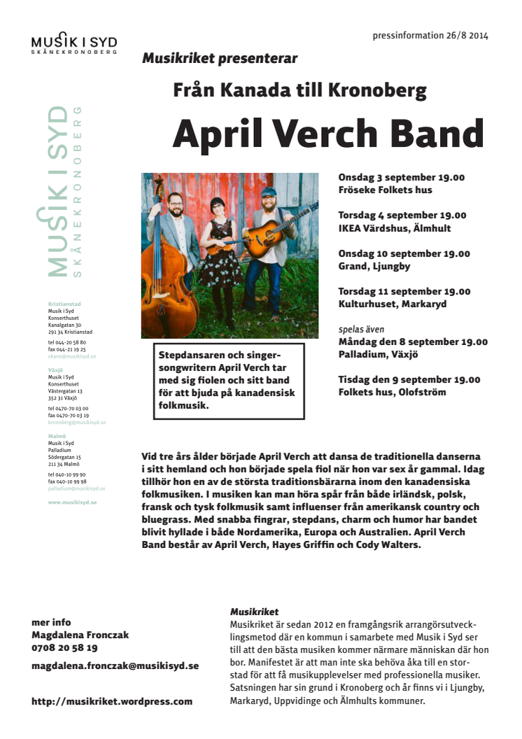 Musikriket presenterar: April Verch Band