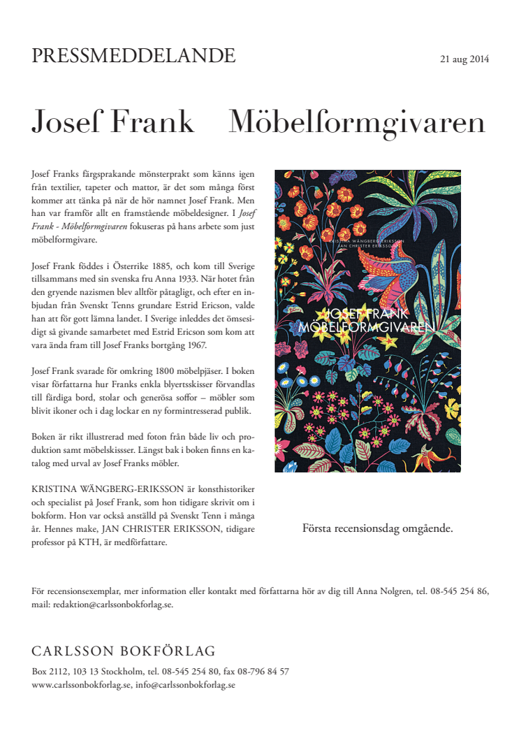 Josef Frank - Möbelformgivaren