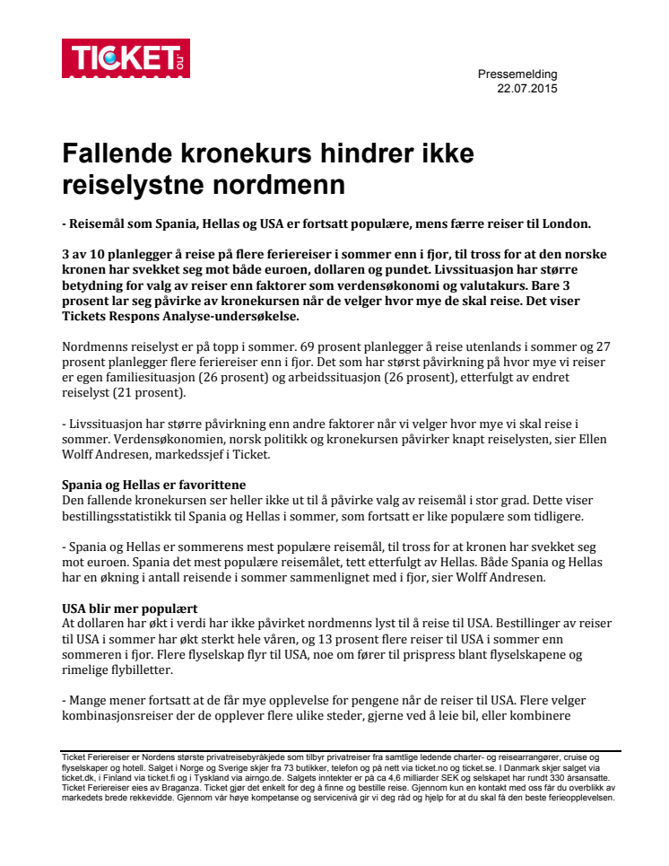 Fallende kronekurs hindrer ikke reiselystne nordmenn