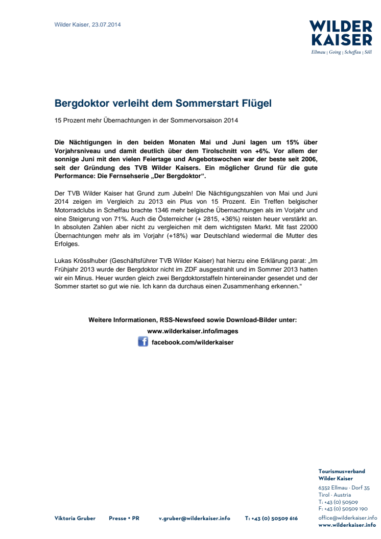 Bergdoktor verleiht dem Sommerstart Flügel