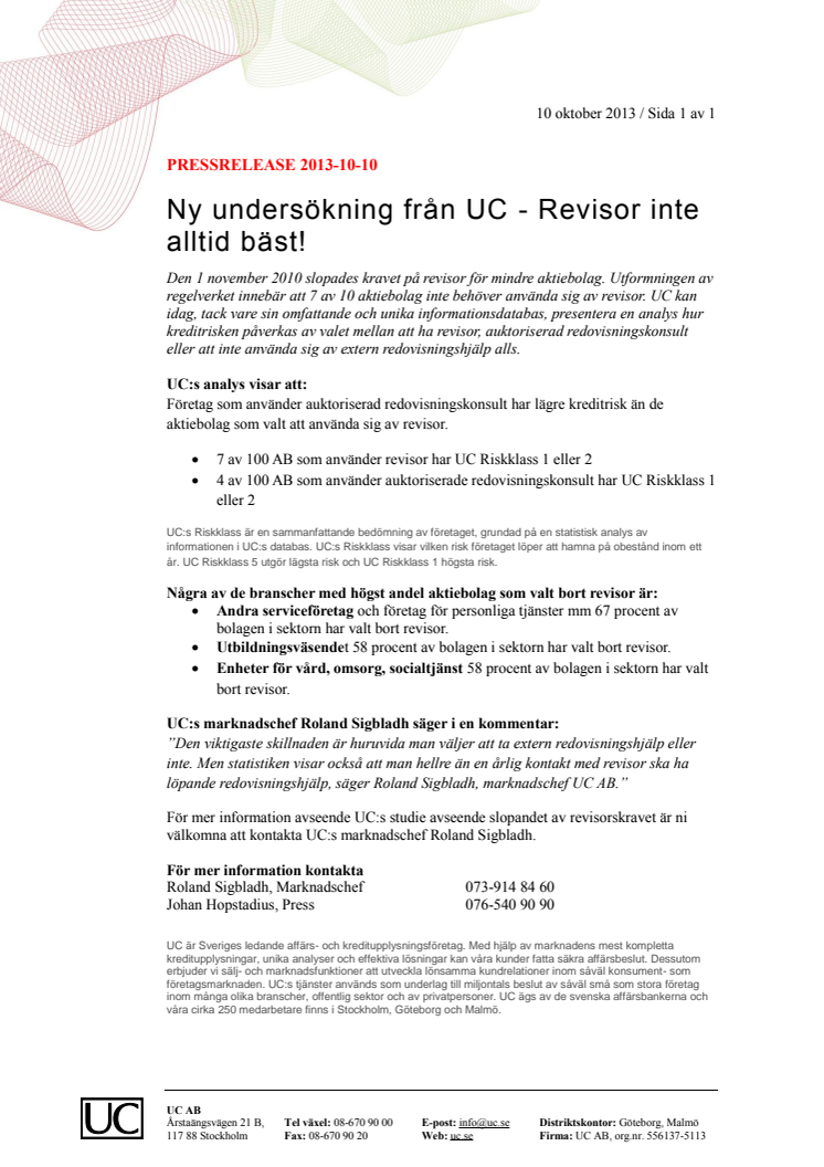 Ny undersökning från UC - Revisor inte alltid bäst!