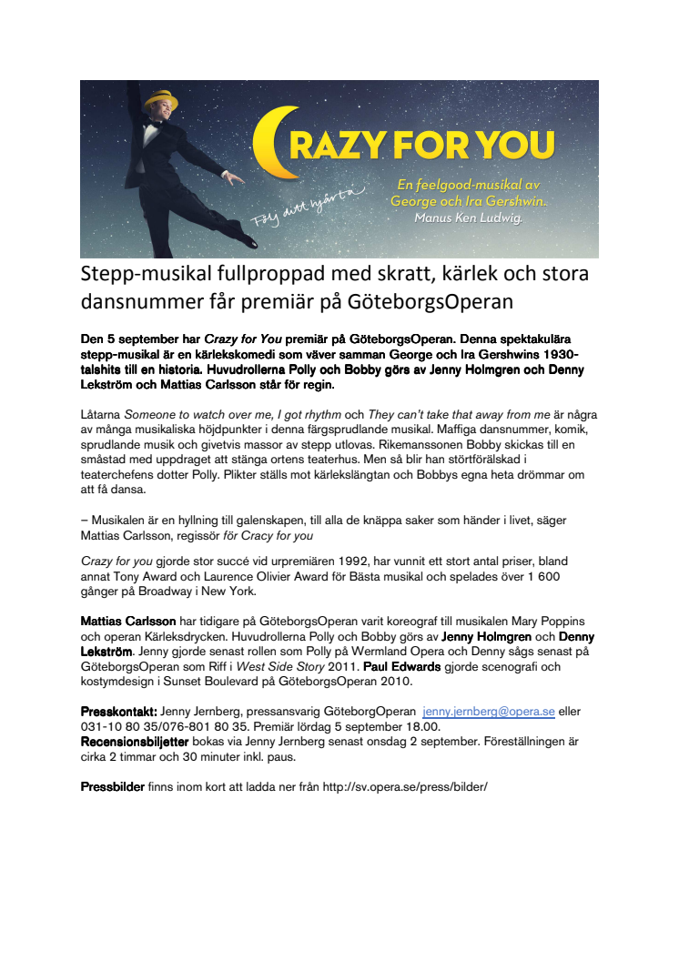 Stepp-musikal fullproppad med skratt, kärlek och stora dansnummer får premiär på GöteborgsOperan 