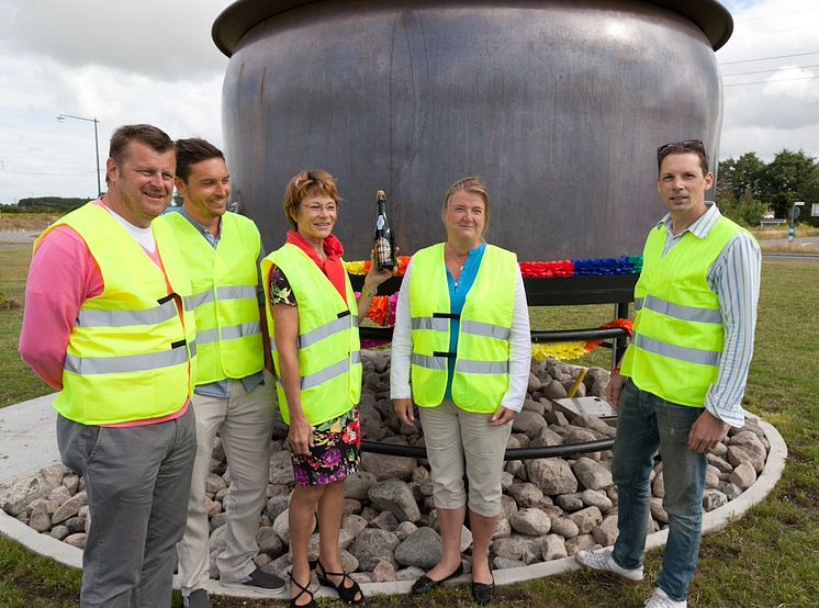 Invigning av bryggerirondellen i Falkenberg